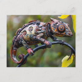 Cartão Postal Metal Chameleon on Branch twig sitting