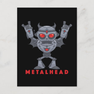 Cartão Postal Metalhead - Robô Diabo do Heavy Metal - Com Texto