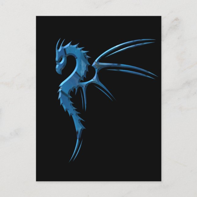 Cartão Postal Metallic Blue Dragon (Frente)