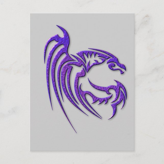Cartão Postal Metallic Purple Hammered Metal Dragon (Frente)