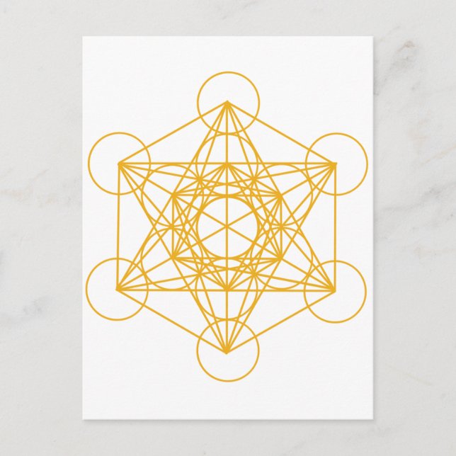 Cartão Postal Metatron Cube Dourado (Frente)