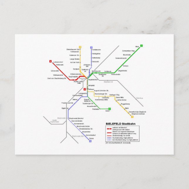 Cartão Postal metro de Bielefeld (Frente)