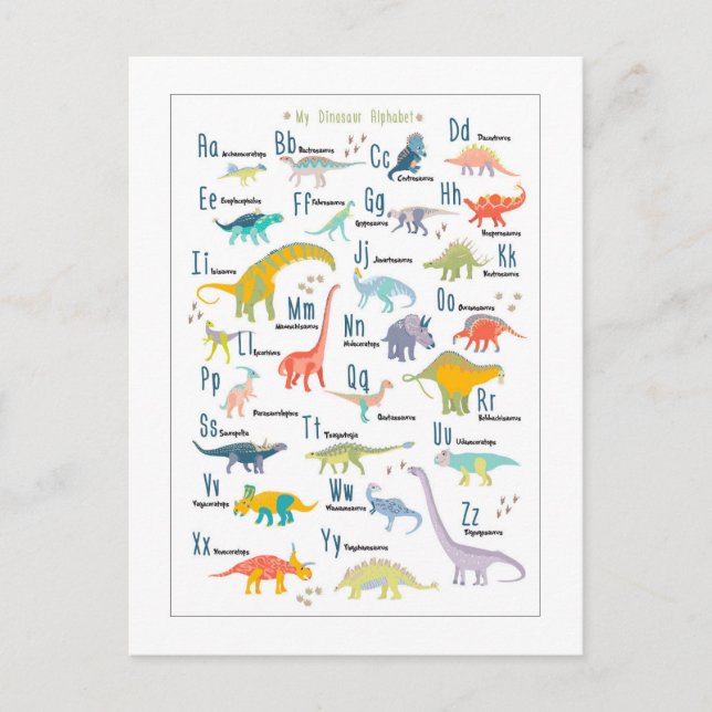 Cartão Postal Meu Alfabeto Dinossauro (Frente)