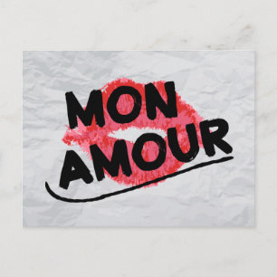 Cartão Postal Meu Amor Batom Vermelho Beijo Bilhete de Amor Meu