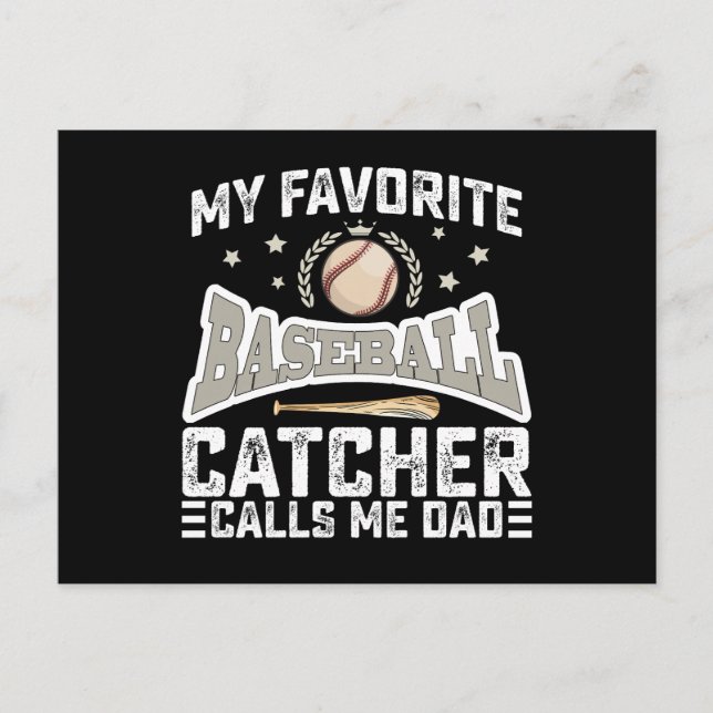 Cartão Postal Meu Baseball Catcher Favorito Me Chama Pai Pai (Frente)