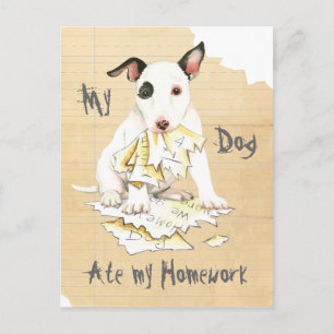 Cartão Postal Meu Bull Terrier Miniatura Comeu Minha Lição de Ca