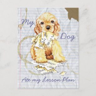 Cartão Postal Meu Cocker Spaniel Comeu Meu Plano De Lição