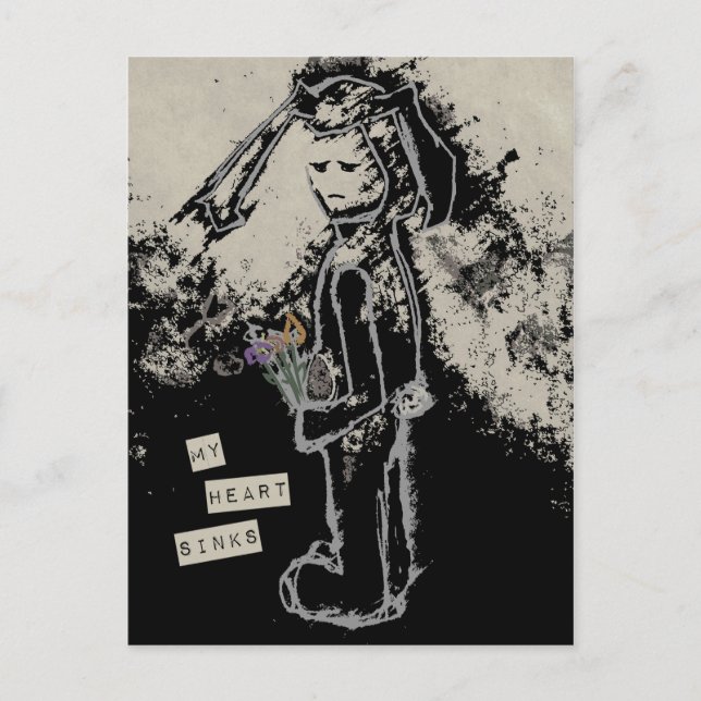 Cartão Postal meu coração afunda simpatia sinibunny (Frente)