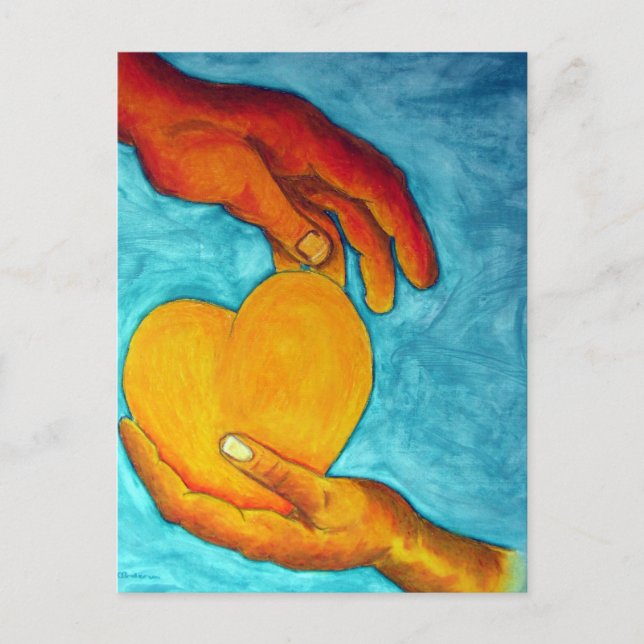 Cartão Postal Meu coração está em suas mãos (Frente)