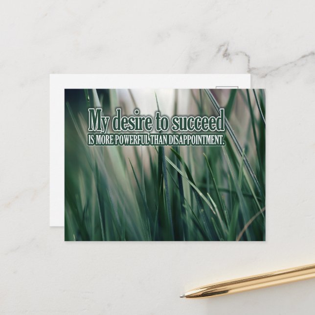 Cartão Postal "Meu desejo de ter sucesso" Afirmação de Motivação (Frente/Verso In Situ)