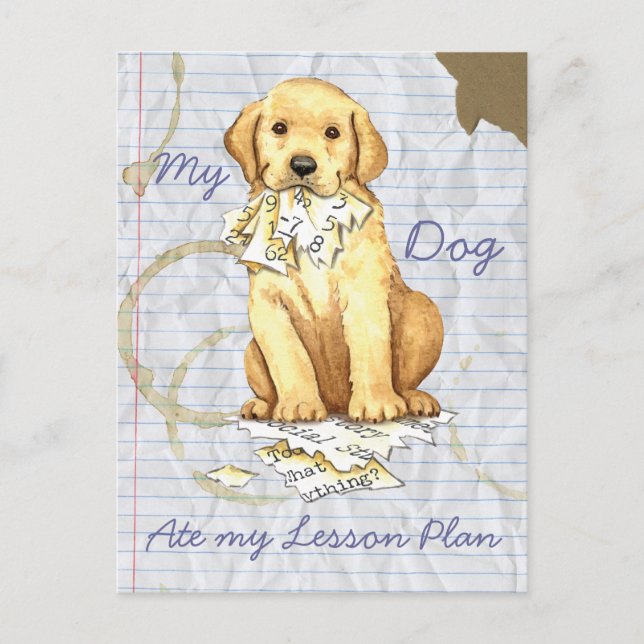 Cartão Postal Meu Laboratório Amarelo Comeu meu Plano de Lição (Frente)