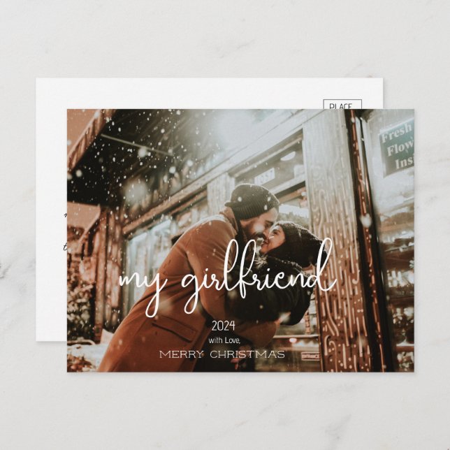Cartão Postal Meu Namorada Feliz Natal Férias Deseja Foto (Frente/Verso)