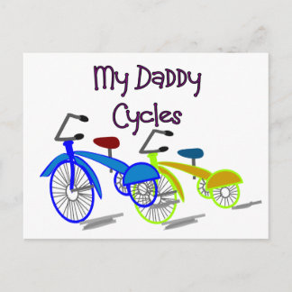 Cartão Postal Meu Pai Cicla — Crianças Pedindo T-shirts