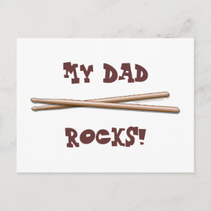 Cartão Postal Meu Pai Rocks Drumsticks para baterista Padre