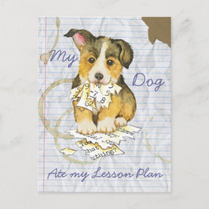 Cartão Postal Meu Pembroke Welsh Corgi Comeu meu Plano de Liçã