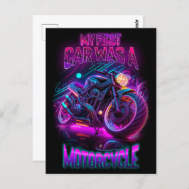 Cartão Postal Meu primeiro carro foi uma moto | Néon de biciclet