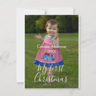 Cartão Postal meu primeiro nome de foto da menina de Natal, ano
