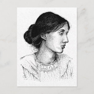 Cartão Postal Meu Próprio Desenho a Tinta de Virgina Woolf de 20