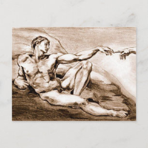 Cartão Postal Meu próprio desenho do Adam de Michelangelo
