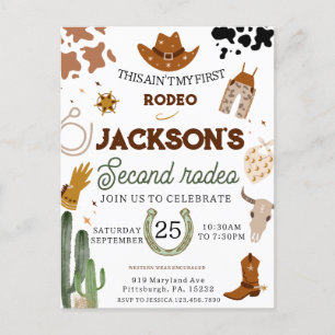 Cartão Postal Meu Segundo Aniversário Rodeo Selvagem Oeste