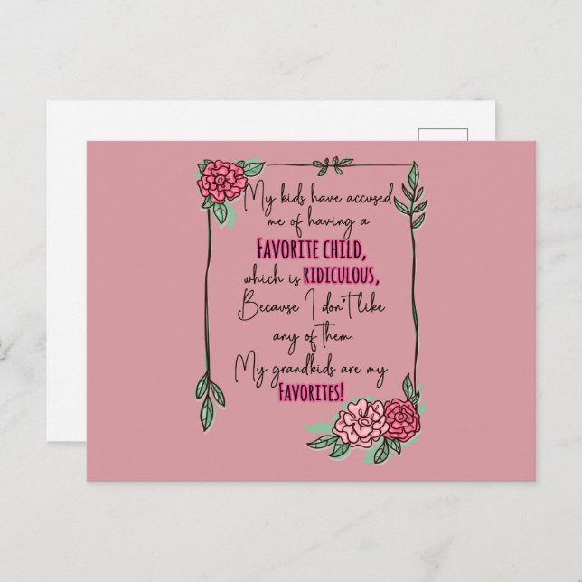 Cartão Postal Meus Filhos Me Acusam de Ter Um Filho Favorito (Frente/Verso)
