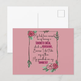 Cartão Postal Meus Filhos Me Acusaram de Ter Um Filho Favorito