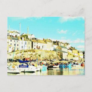 Cartão Postal Mevagissey Cornwall England Watercolor