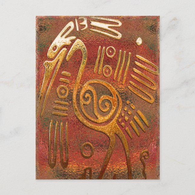 Cartão Postal Mexicano, Dourada Arte Tribal Chrome (Frente)