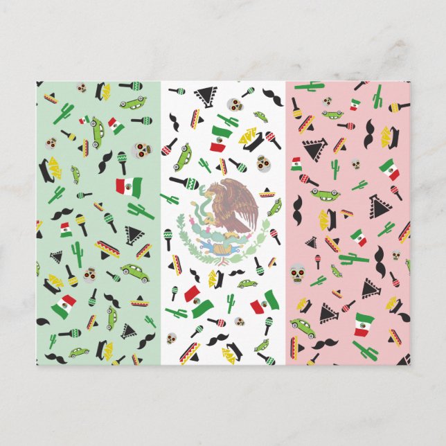 Cartão Postal Mexicano Fiesta - Cartão-postal da Bandeira do Méx (Frente)