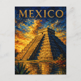 Cartão Postal Mexico: Aesthetic Sunset Chichen Itza Art Souvenir