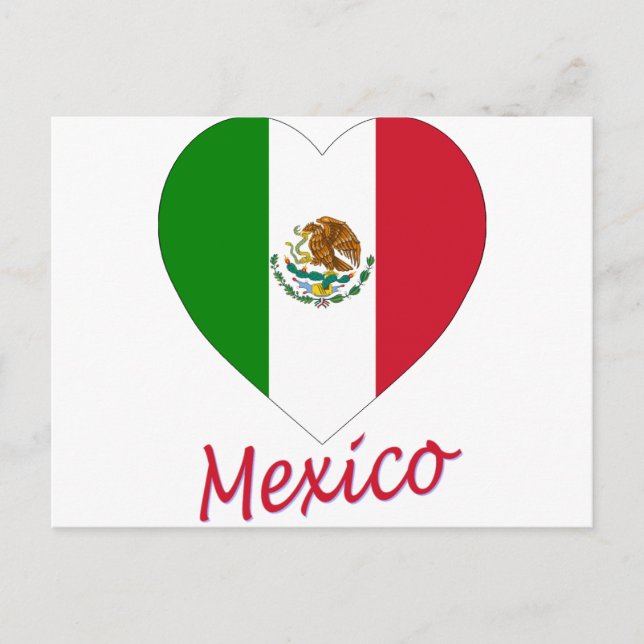 Cartão Postal México Flag Heart (Frente)