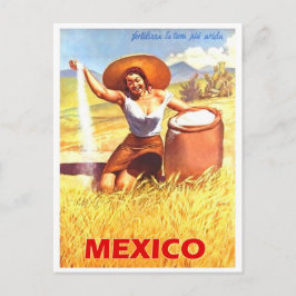 Cartão Postal México, garota mexicana numa fazenda, viagens vint