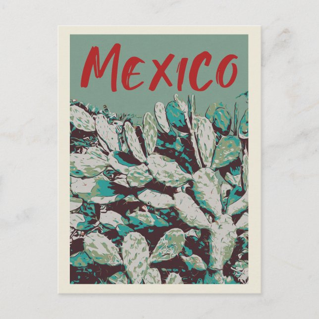 Cartão Postal México, icônico Cartão-postal Opuntia Cactus (Frente)