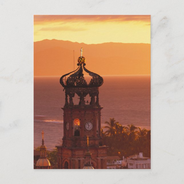 Cartão Postal México, Jalisco, Puerto Vallarta. Torre de igreja (Frente)