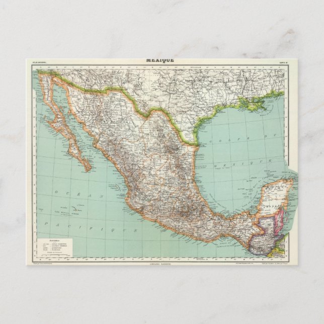 Cartão Postal México - Mapa do México (Frente)