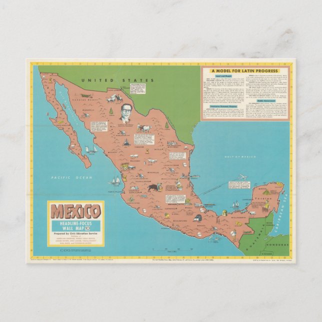 Cartão Postal México - Mapa do Muro em Foco (Frente)