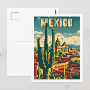 Cartão Postal México Vintage Familiar Viagem