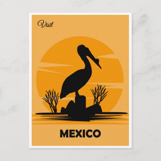 Cartão Postal México Vintage Viagem pelicano mexicano (Frente)