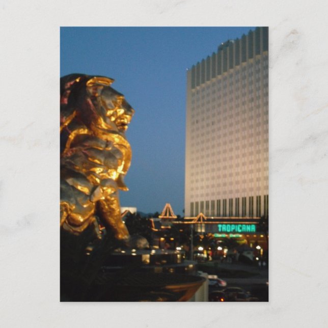 Cartão Postal MGM Lion sobre olhar para Las Vegas Strip (Frente)