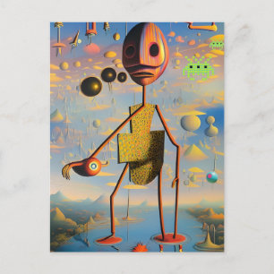 Cartão Postal Mi cara de guerra - Ken Gage Surreal Art