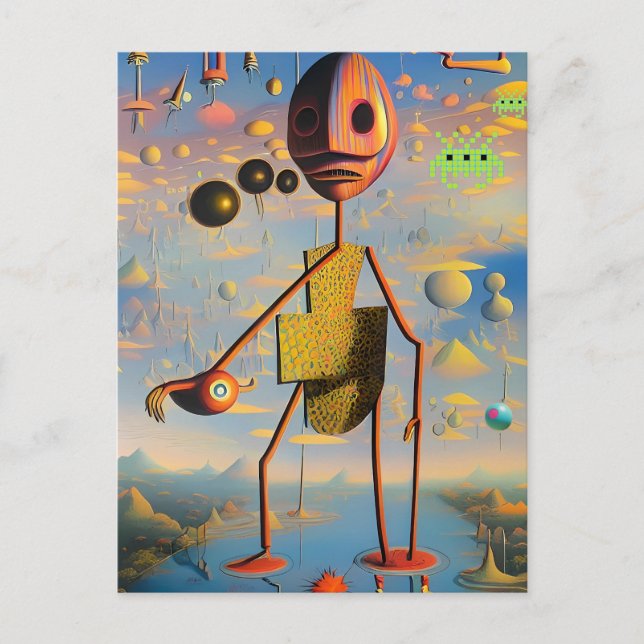 Cartão Postal Mi cara de guerra - Ken Gage Surreal Art (Frente)