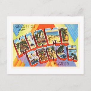 Cartão Postal Miami Beach Flórida FL Antiga Viagens vintage Sou