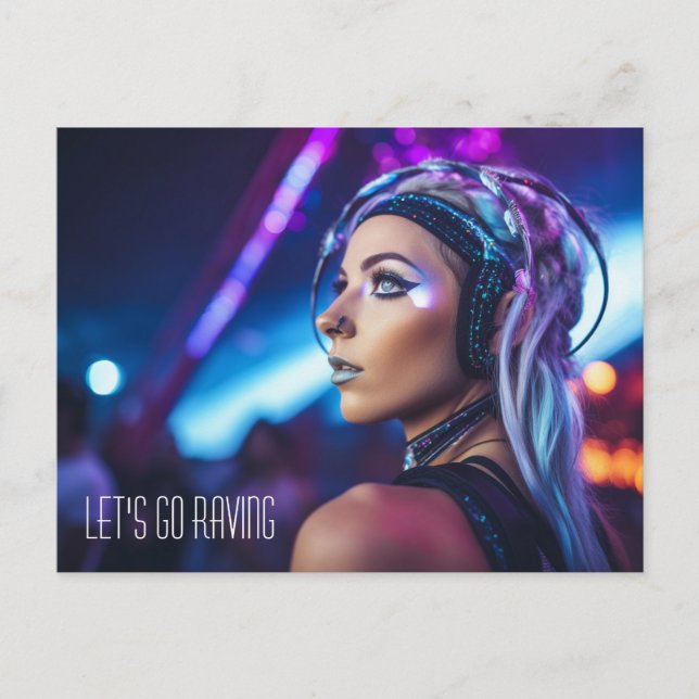 Cartão Postal Miami EDM rave Girl (Frente)