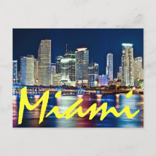 Cartão Postal Miami, Flórida, A Cidade Mágica à noite.