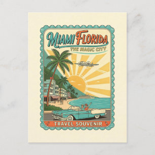 Cartão Postal Miami, Flórida – Estilo Retro dos Anos 1950