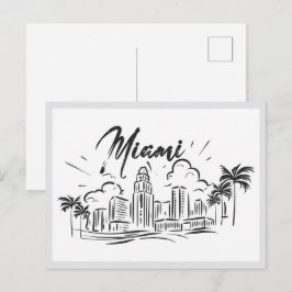 Cartão Postal Miami Flórida EUA desenhado à mão