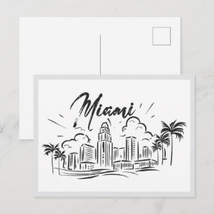 Cartão Postal Miami Flórida EUA desenhado à mão