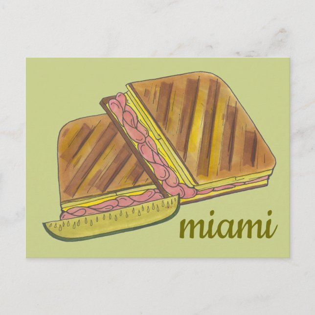 Cartão Postal Miami Florida Ham Swiss Cheese Cuban Sandwich (Frente)