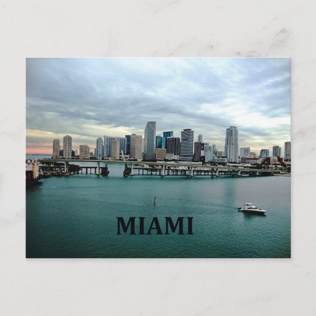 Cartão Postal Miami Flórida | Linha Skyline Cidade (Frente)