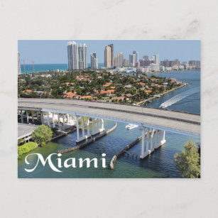 Cartão Postal Miami Florida Skyline e Harbor at Night- EUA